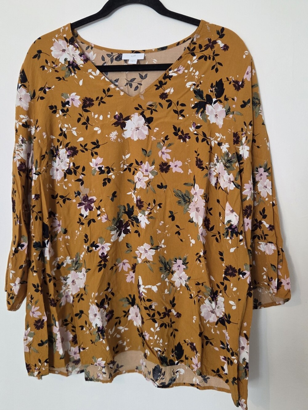 J. JILL XL Women’s Floral V-Neck Blouse in Mustard - Picture 1 of 7